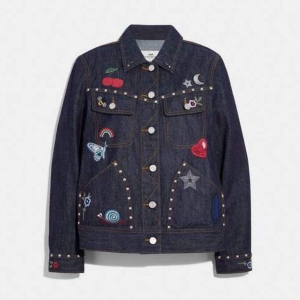 NWOT COACH EMBROIDERED JEAN JACKET Size S